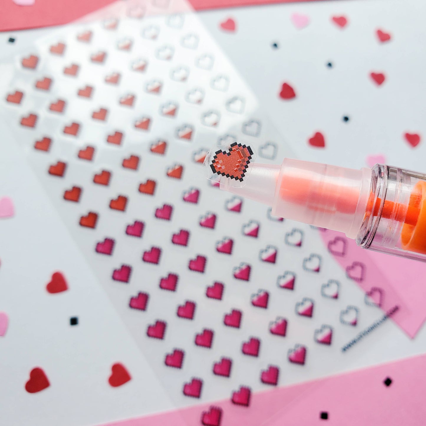 Pixel Hearts Sticker Sheet