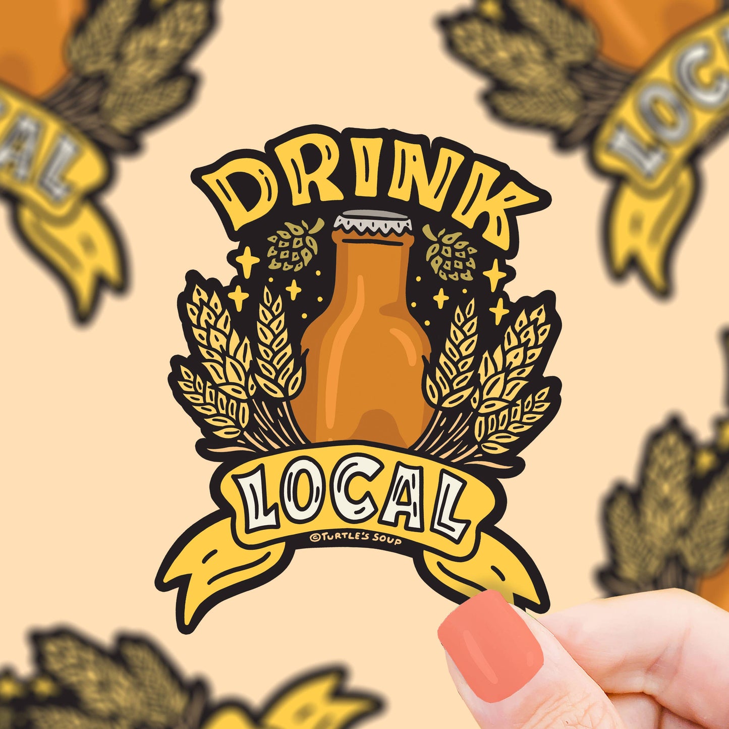 Drink Local Brewery Beer Drinker Vinyl Sticker