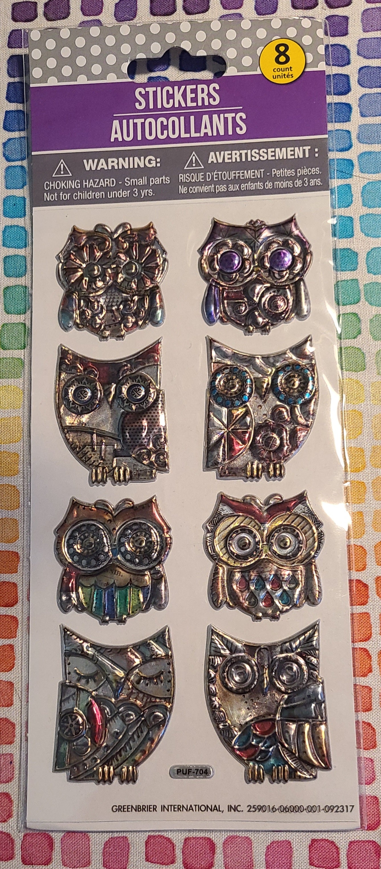 3D Metallic Owls Sticker Sheet