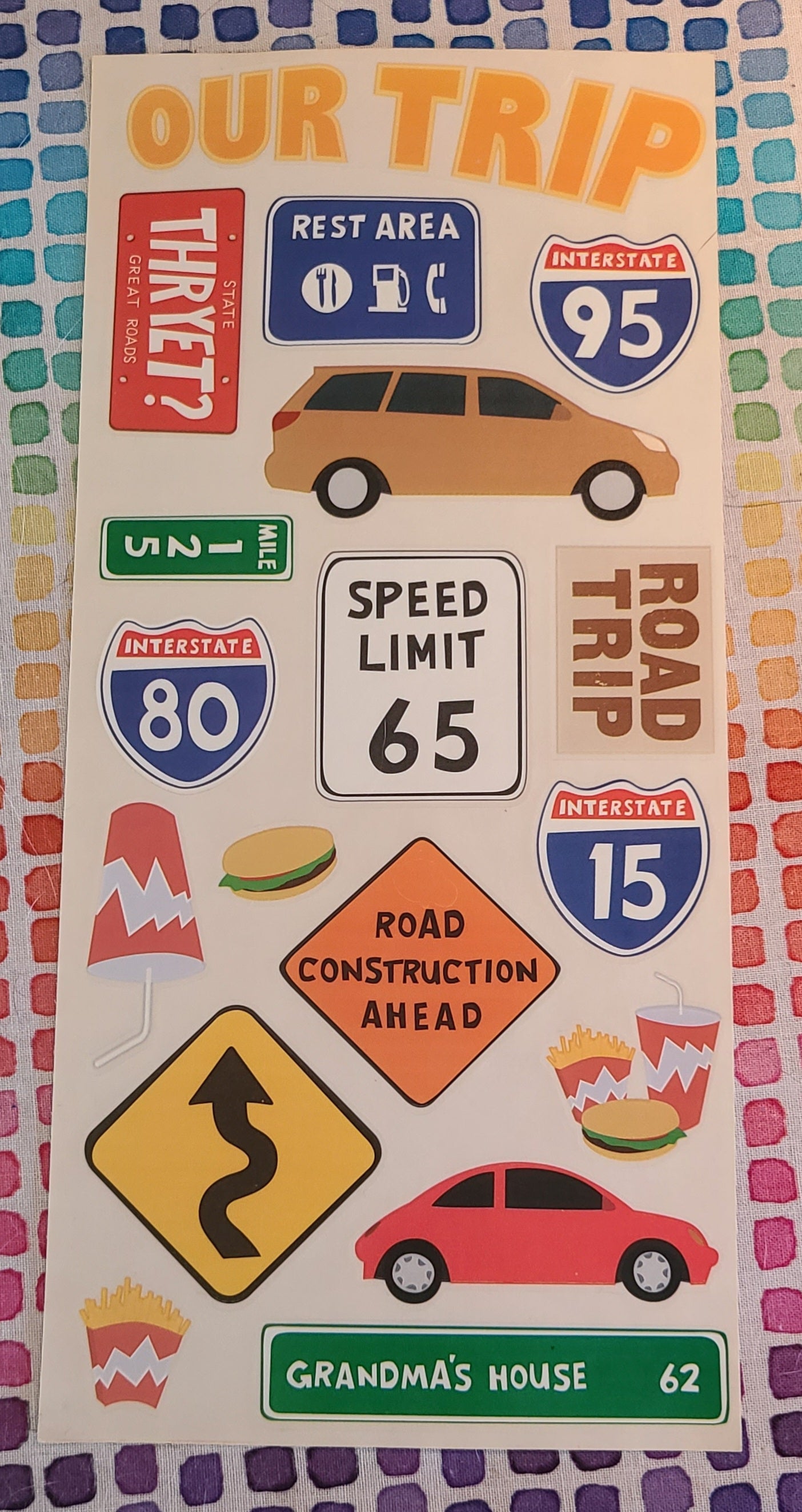 Road Trip Scrapbooking Sticker Sheet