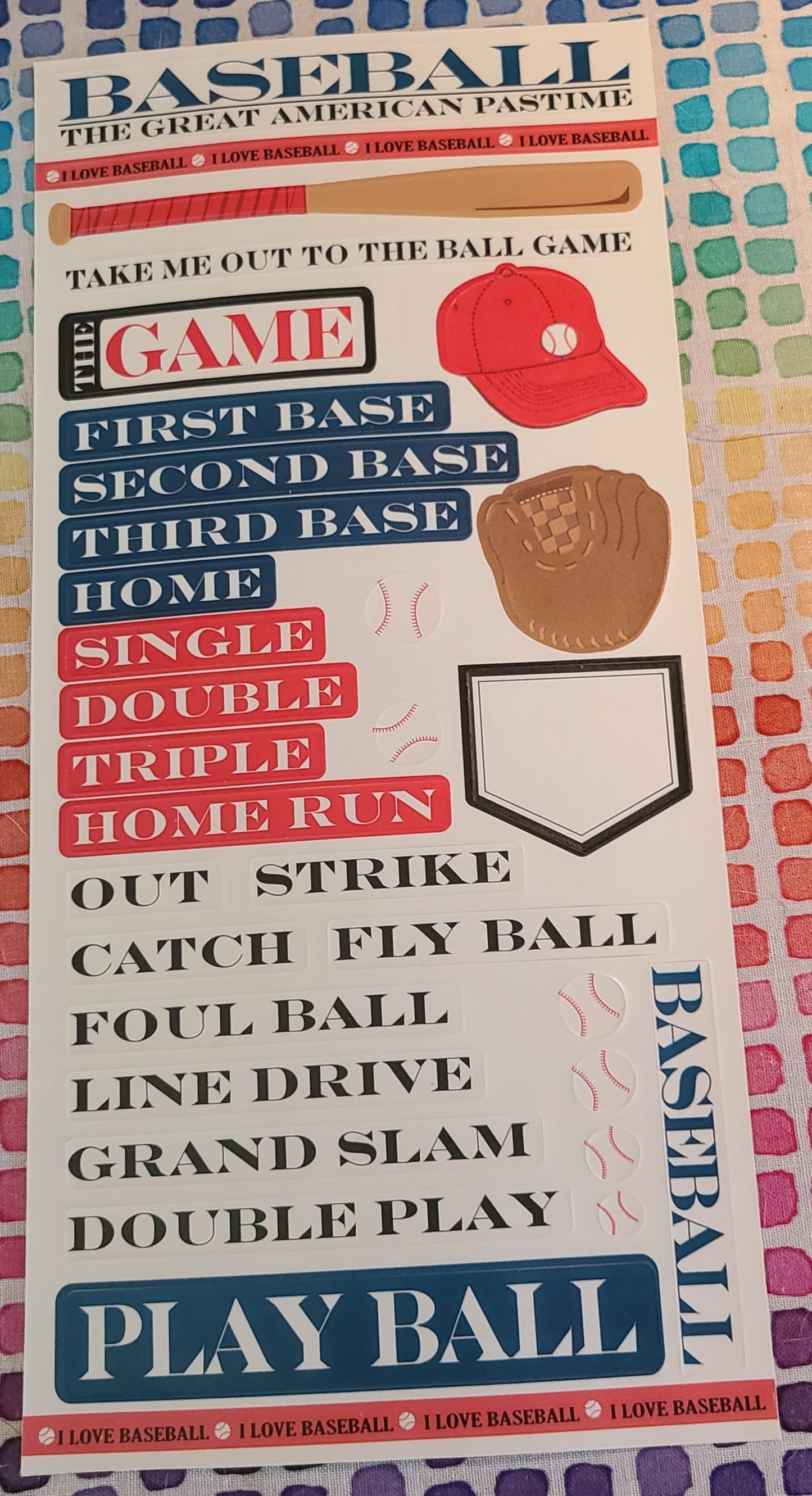 Baseball Scrapbooking Sticker Sheet