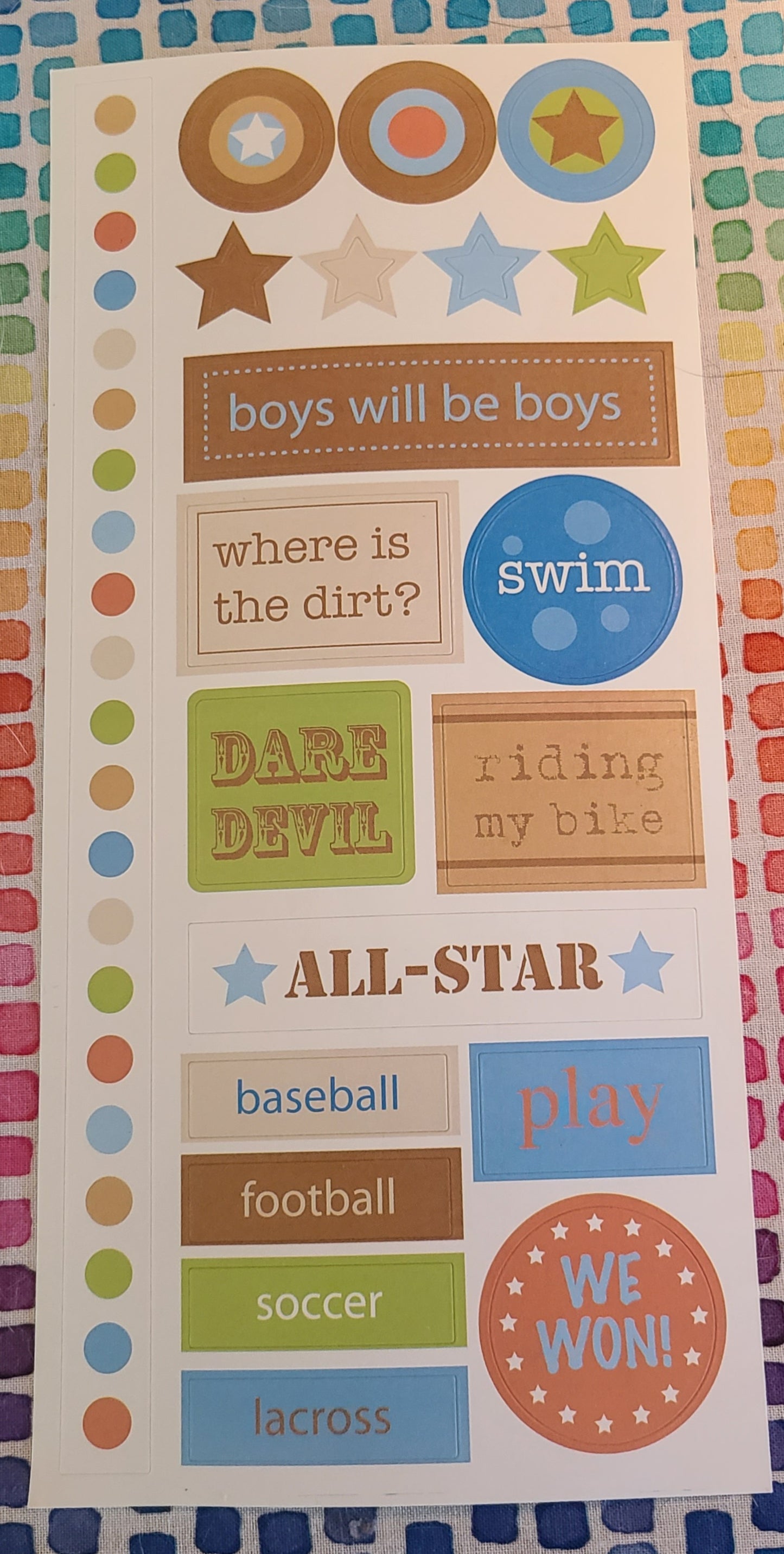 Boys Will be Boys Scrapbooking sticker sheet