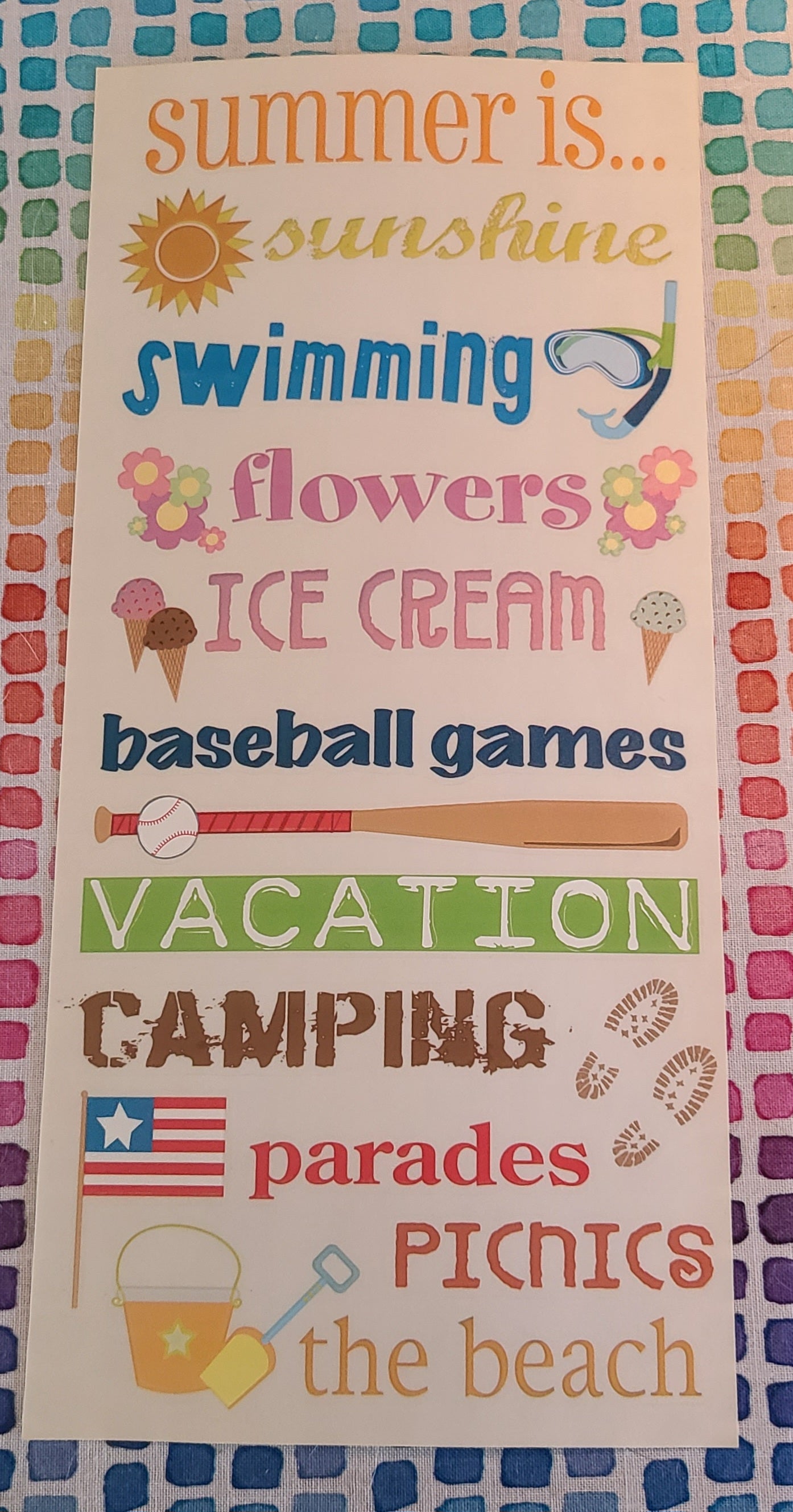 Summertime Phrases sticker sheet