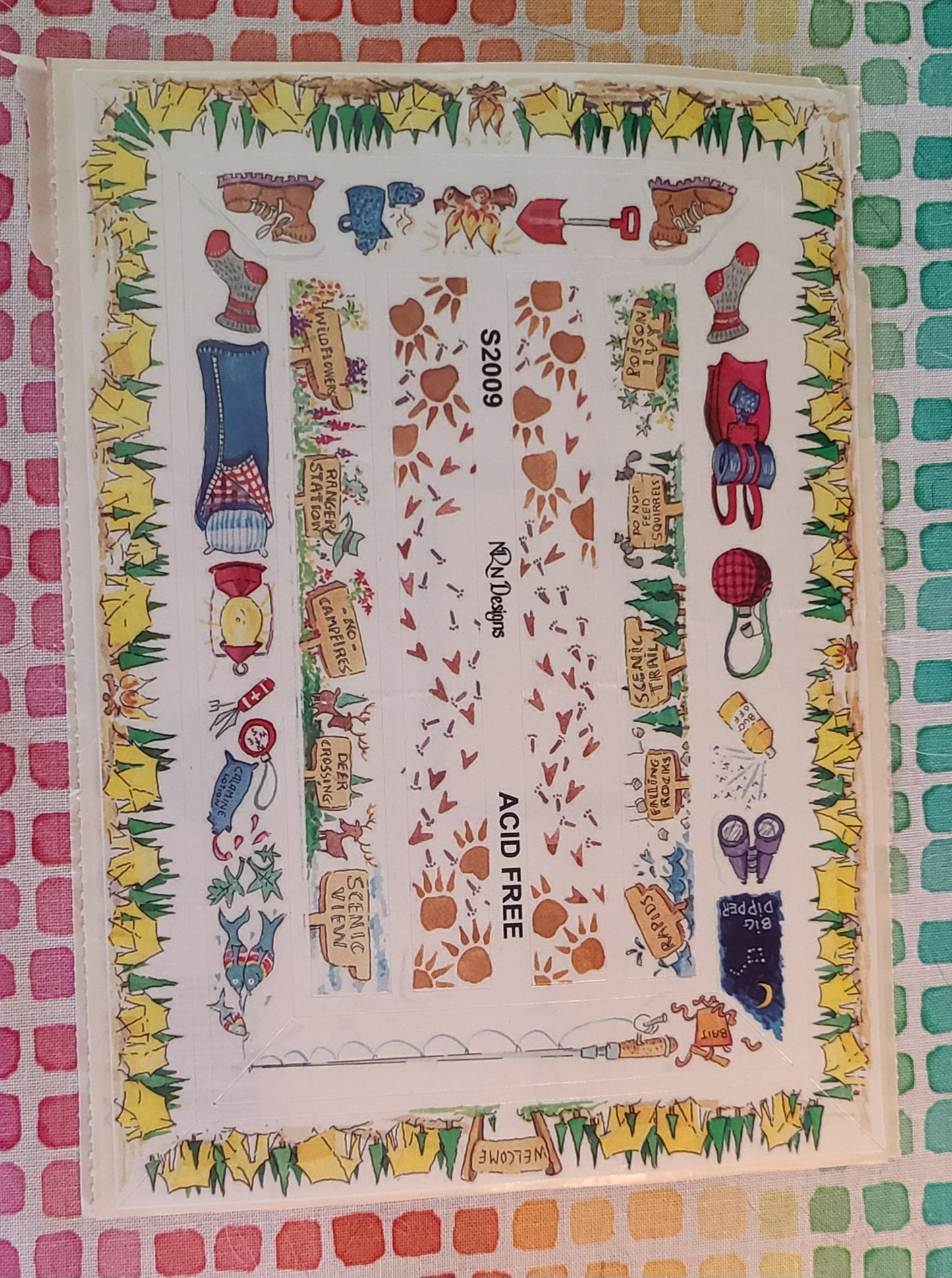 Timeless Treasures Sticker Frames - Camping Theme