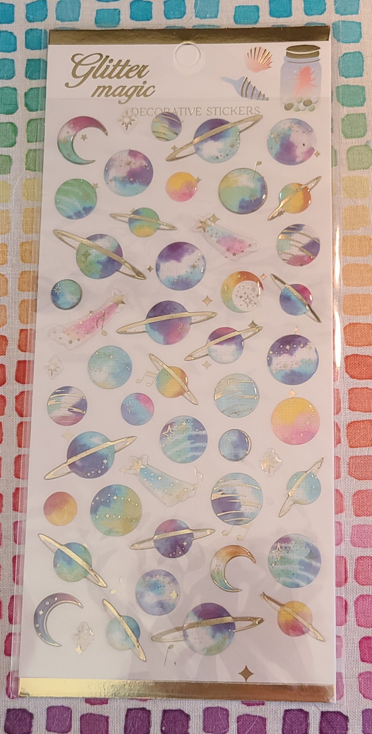 Glitter Magic Planets Epoxy stickers