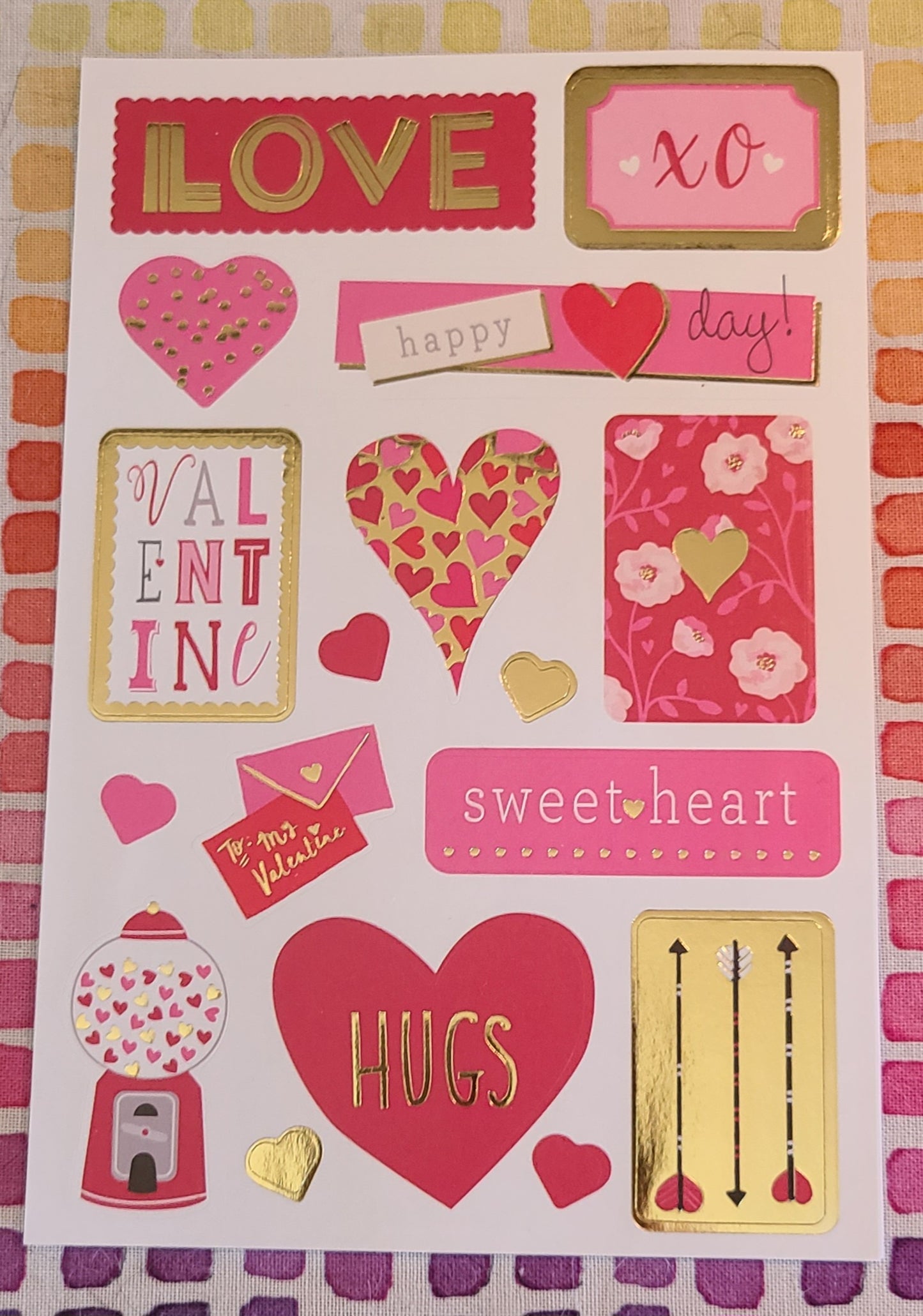Gold Foil Accent Valentine Stickers
