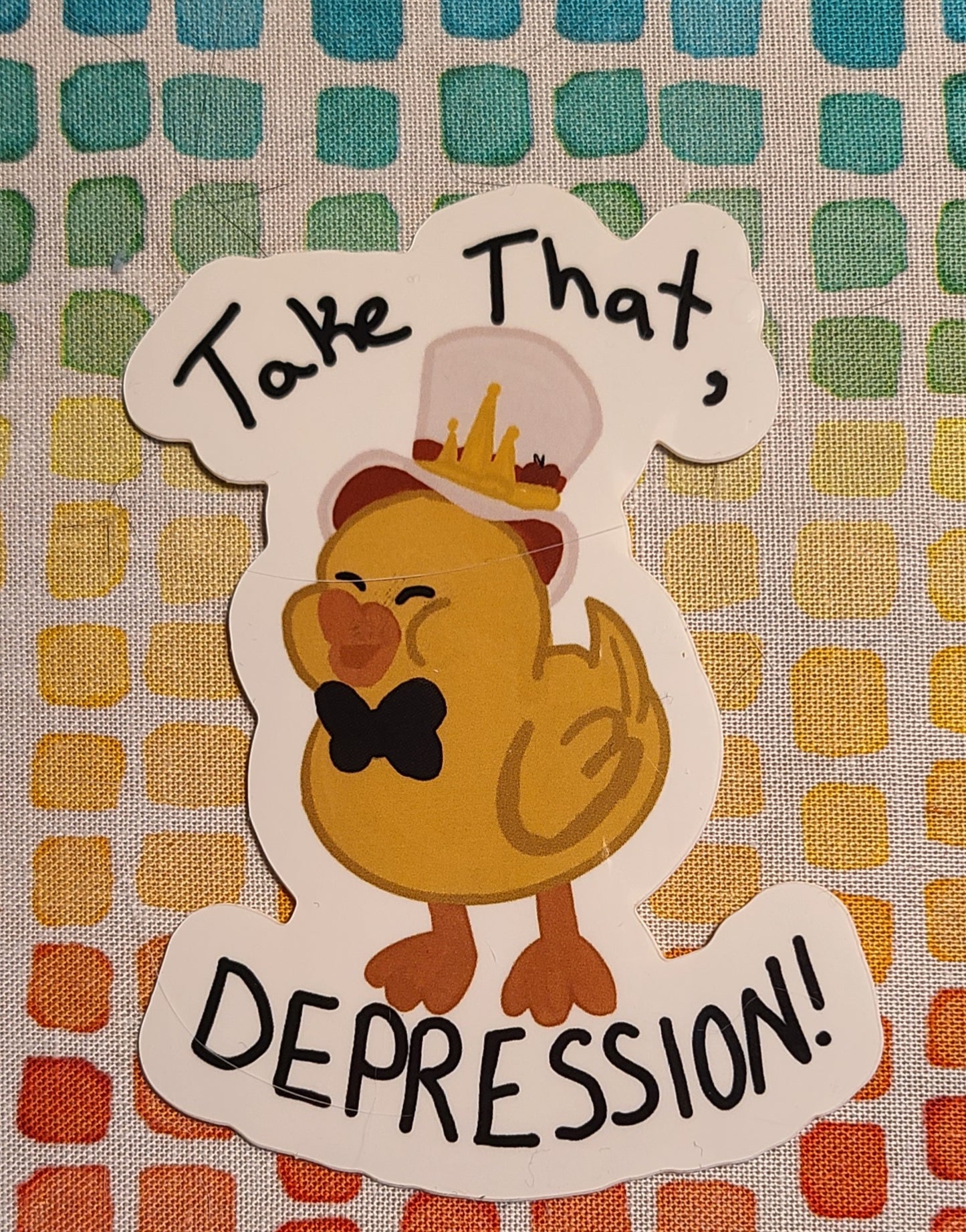Lucifer Ducky "Take that, Depression!" Sticker