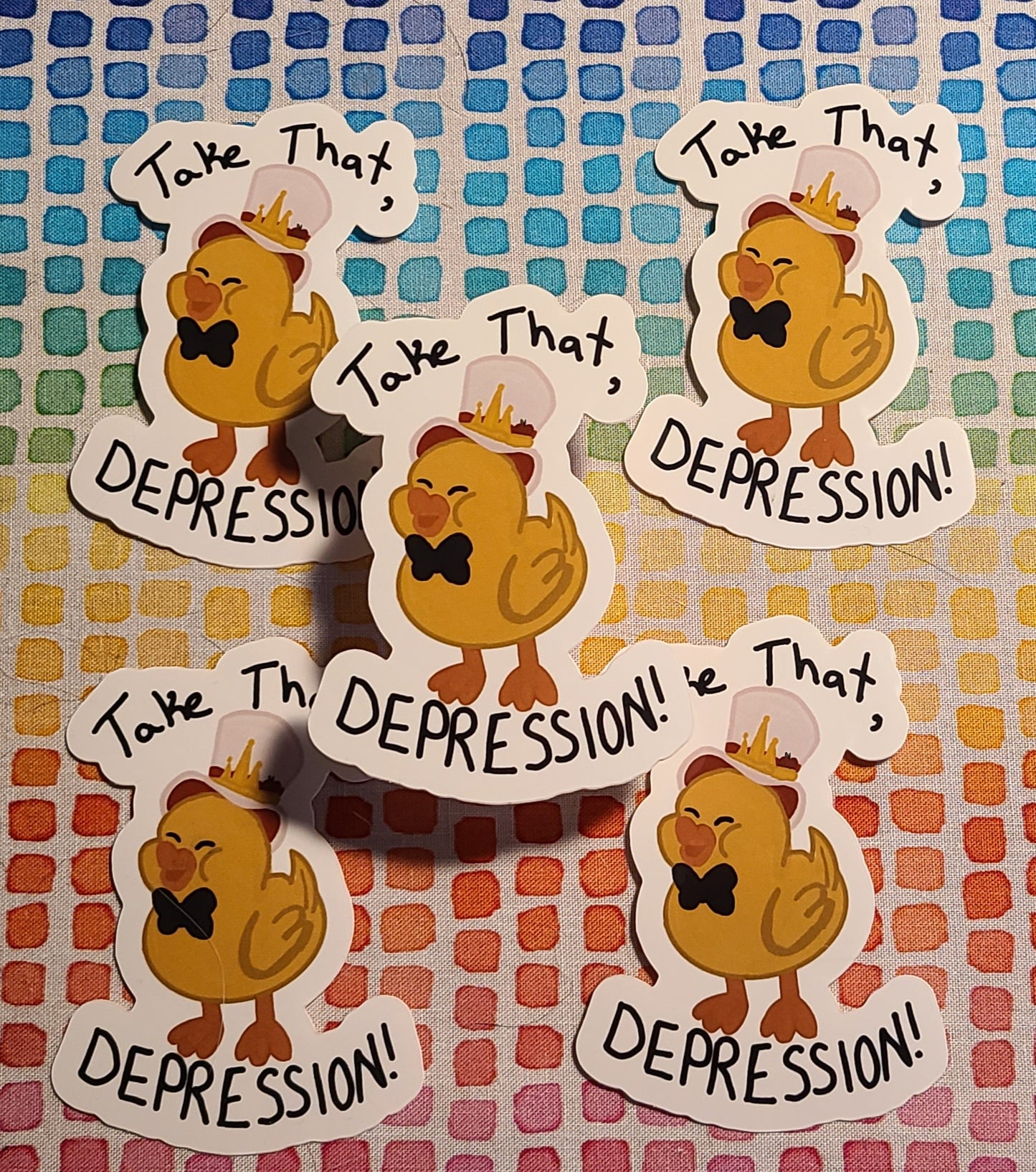 Lucifer Ducky "Take that, Depression!" Sticker