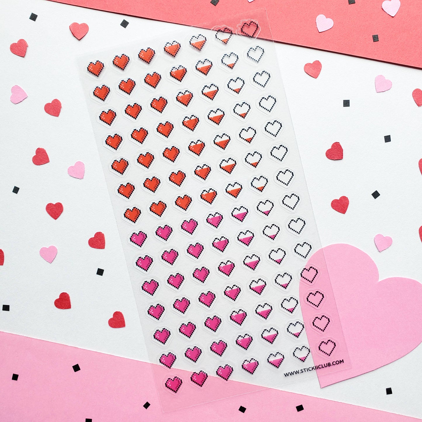 Pixel Hearts Sticker Sheet