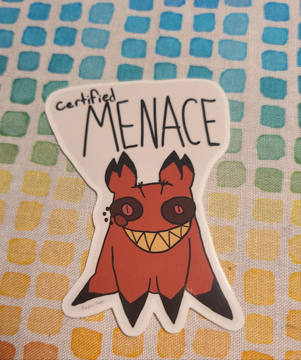 Certified Menace Cat Alastor glossy vinyl sticker