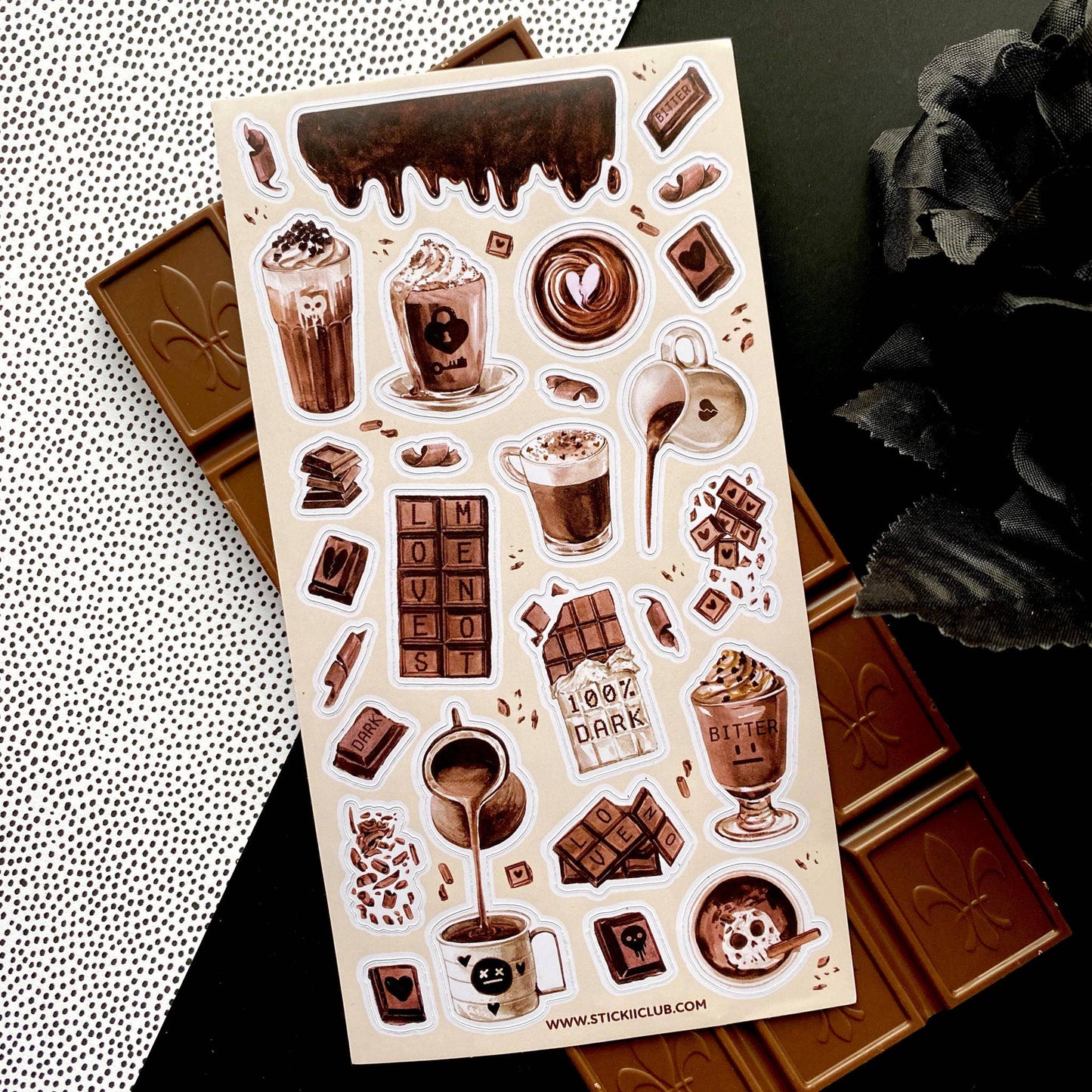 Dark Chocolate Desserts Sticker Sheet