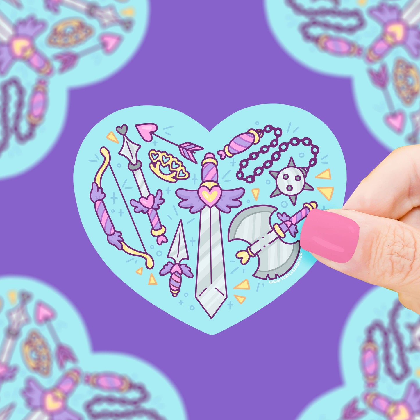 Kawaii Weapons Heart Valentines Vinyl Sticker