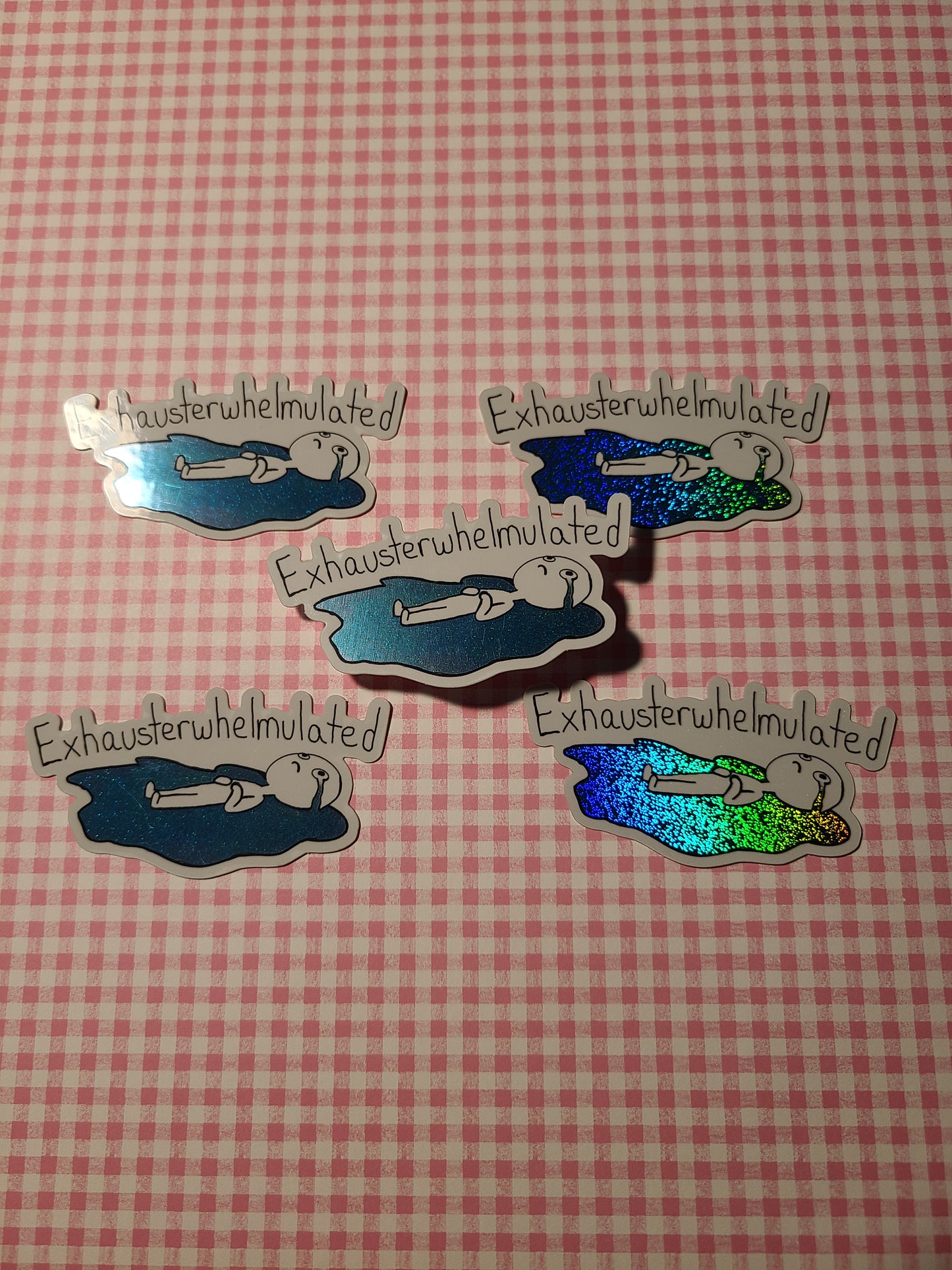 Exhausterwhelmulated sparkle vinyl sticker