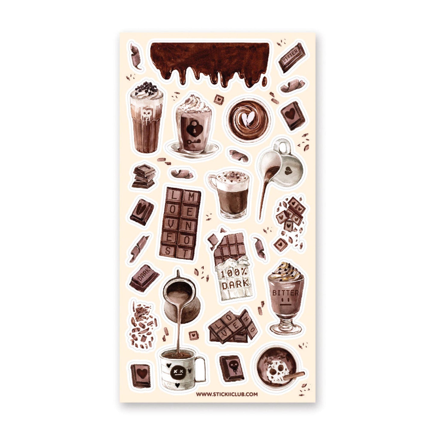 Dark Chocolate Desserts Sticker Sheet